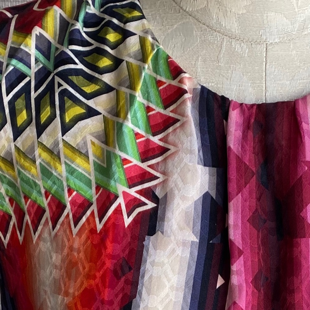 Peter Pilotto Silk Geometric Print Sleeveless Top - Picture 3 of 8